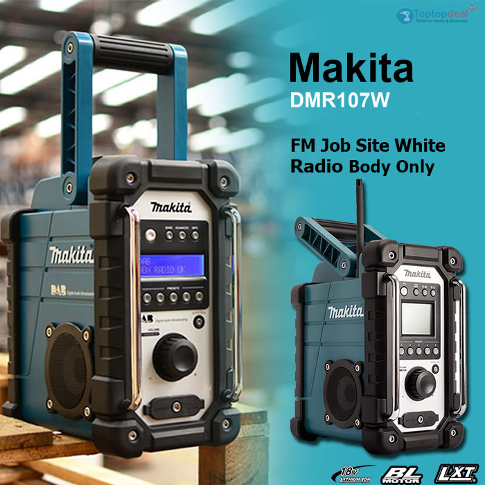 Toptopdeal Makita DMR107 10.8V-18V LXT / CXT AM/FM Job Site Radio