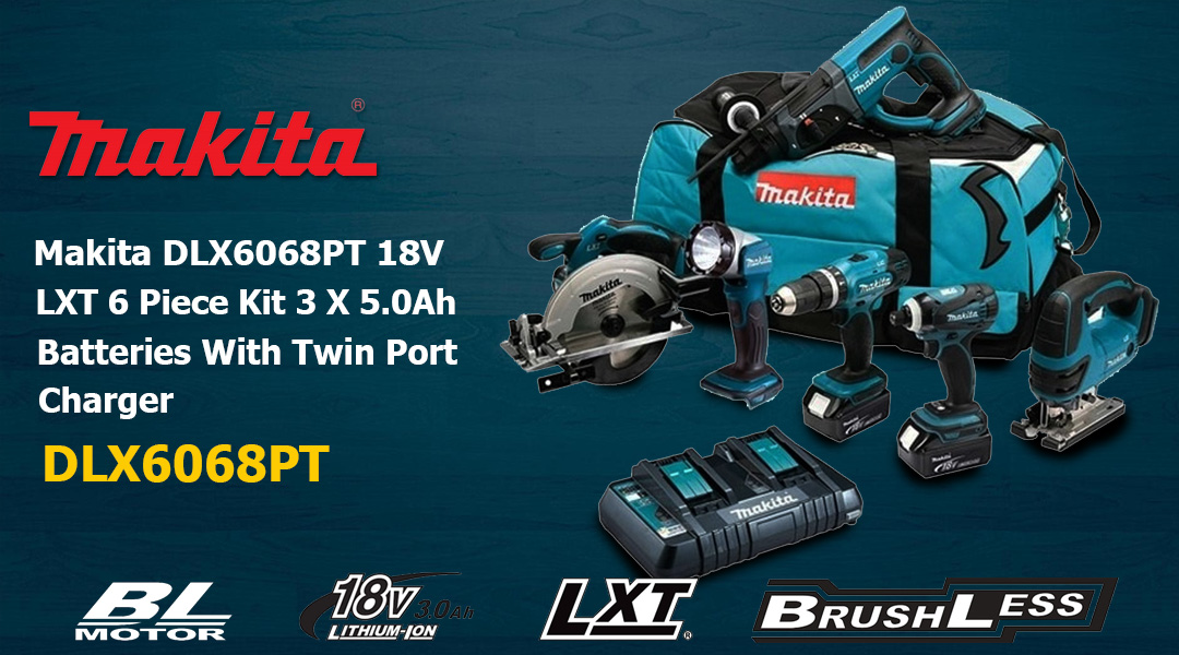 Toptopdeal Makita DLX6068PT 18V LXT 6 Piece Kit 3 X 5.0Ah Batteries With Twin Port Charger