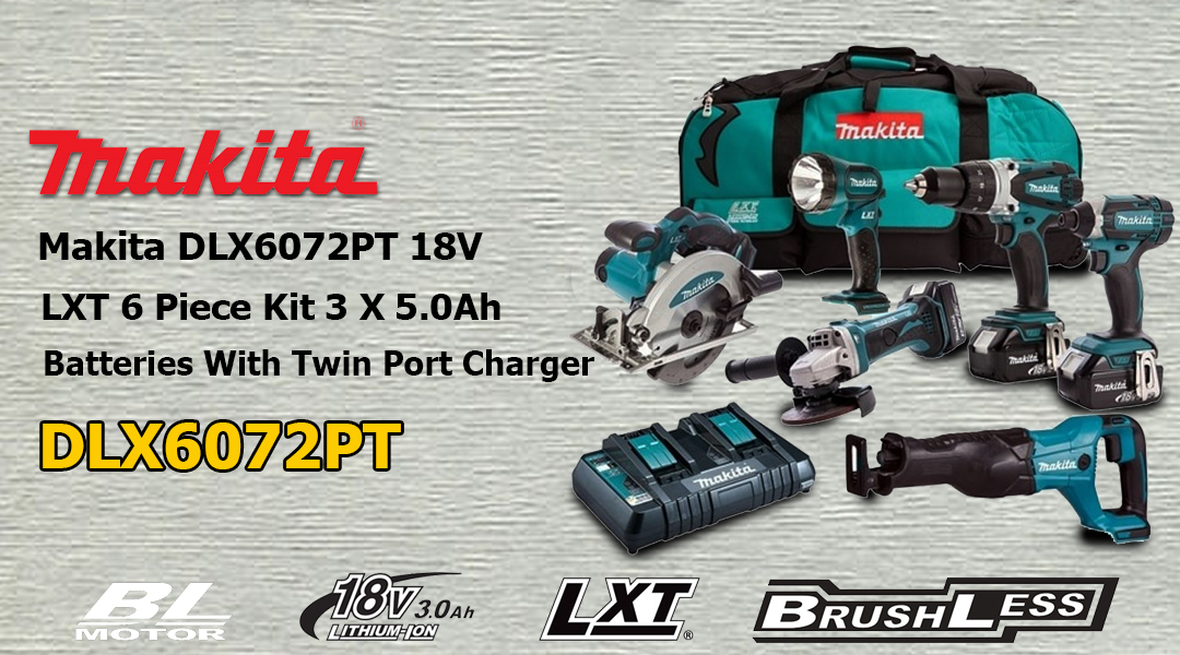 Toptopdeal Makita DLX6072PT 18V LXT 6 Piece Kit 3 X 5.0Ah Batteries With Twin Port Charger
