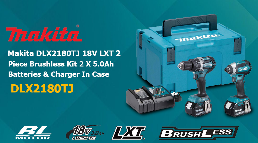 Toptopdeal Makita DLX2180TJ 18V LXT 2 Piece Brushless Kit 2 X 5.0Ah Batteries & Charger
