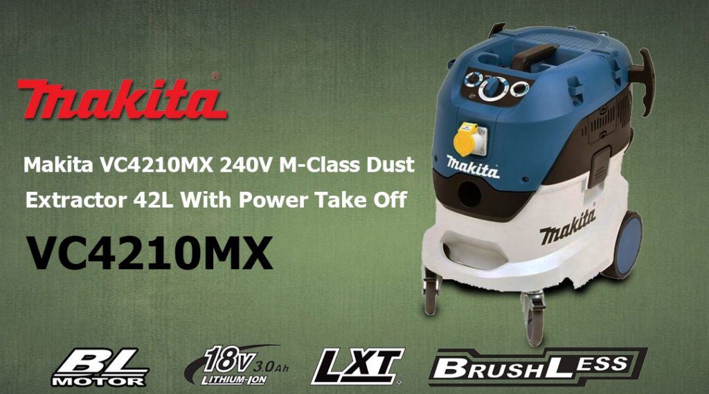 Toptopdeal Makita VC4210MX 240V M-Class Dust Extractor 42L With Power Take Off