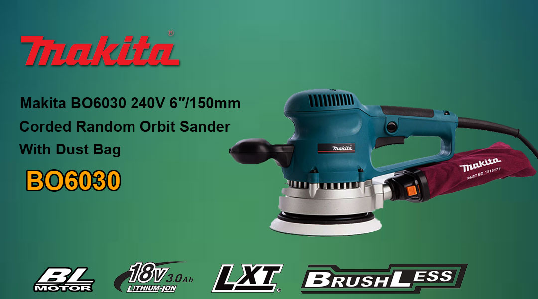 Toptopdeal Makita BO6030 240V 6″/150mm Corded Random Orbit Sander