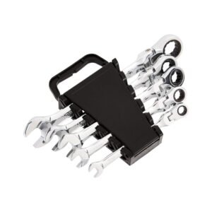 Amazon Basics Flexible Ratcheting Wrench Set Metric (5-Piece) with Flex Head for Automotive & DIY Use