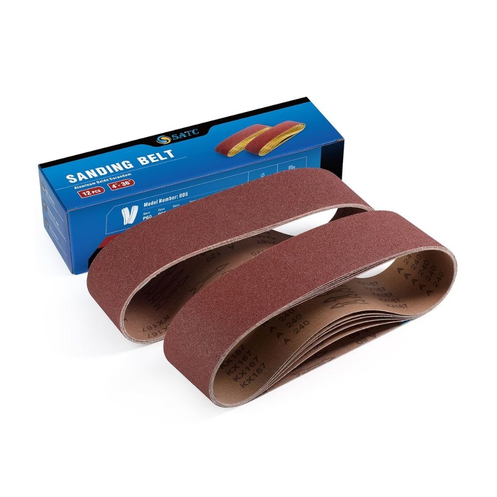 SATC 4x36 Inch Sanding Belts Set (12PCS) Aluminum Oxide – 60/80/120/150/240/400 Grits for Belt Sanders