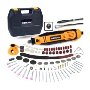 Homdum 160W Rotary Tool Kit 152PCS with Universal Chuck & 6 Variable Speeds for Cutting, Sanding, Polishing & Engraving