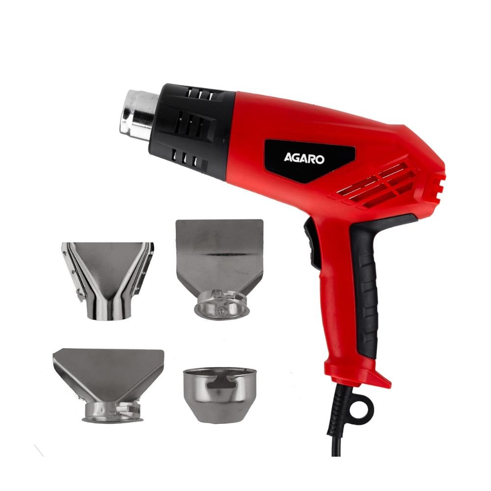 AGARO HG2120 2000W Heat Gun with Dual Temperature & Airflow Control, 4 Nozzle Attachments for Paint Removal, Shrink Wrapping & DIY Use