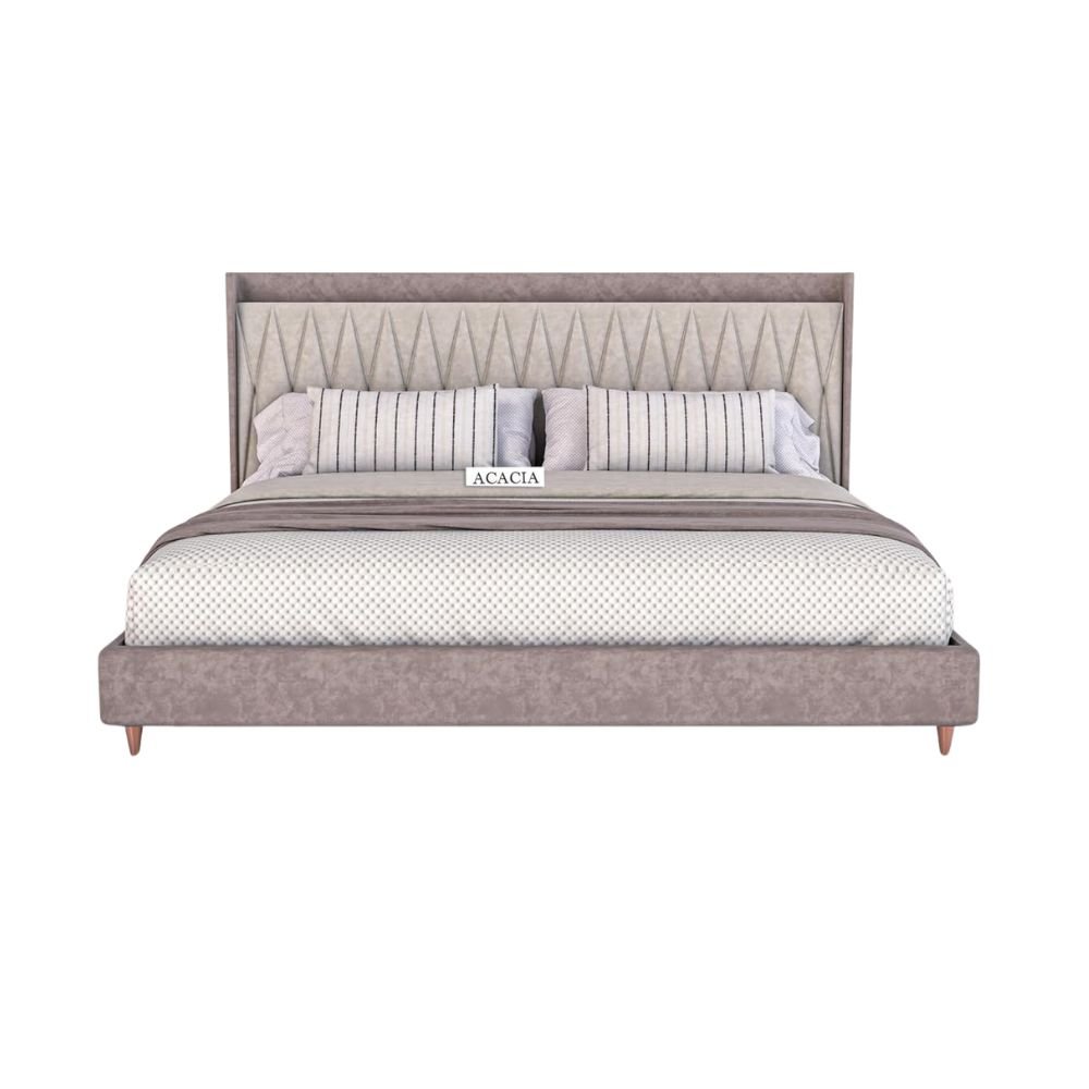 Acacia Sheesham Wood Queen Size Upholstered Bed 6.5 x 5 Ft – Rosewood Browndust Wooden Platform Bed for Bedroom & Hotels
