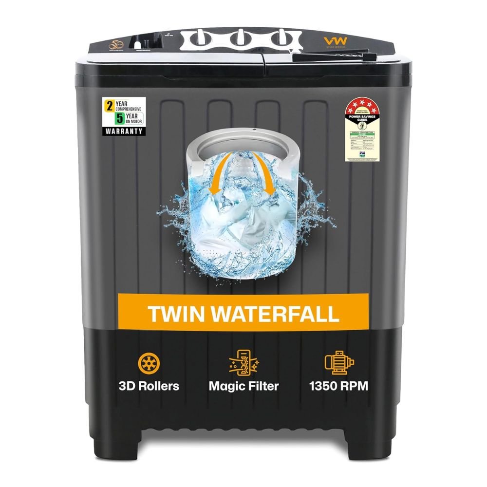 VW 7.5 Kg Fully Automatic Top Load Washing Machine AquaSpin0075P with Powerful Wash Technology, Energy Efficient Motor & Smart Cleaning System
