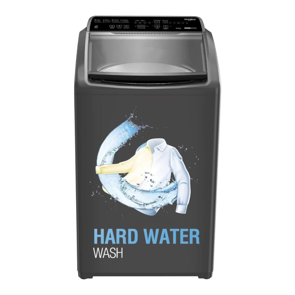 Whirlpool 8Kg MAGIC CLEAN Grey Fully Automatic Top Load Washing Machine 10YMW with Powerful Wash Technology, Hard Water Wash Support & Energy Efficient Performance