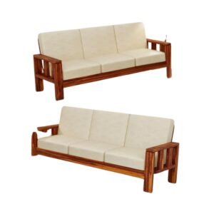 AS Furniture Arts Solid Sheesham Wood 6 Seater Sofa Set (3+2+1) Natural Teak Finish – Wooden Living Room Furniture
