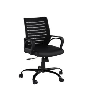 beAAtho® Verona Mesh Mid-Back Ergonomic Office Chair with Tilting Mechanism, Comfortable Seat & Heavy Duty Metal Base – Black
