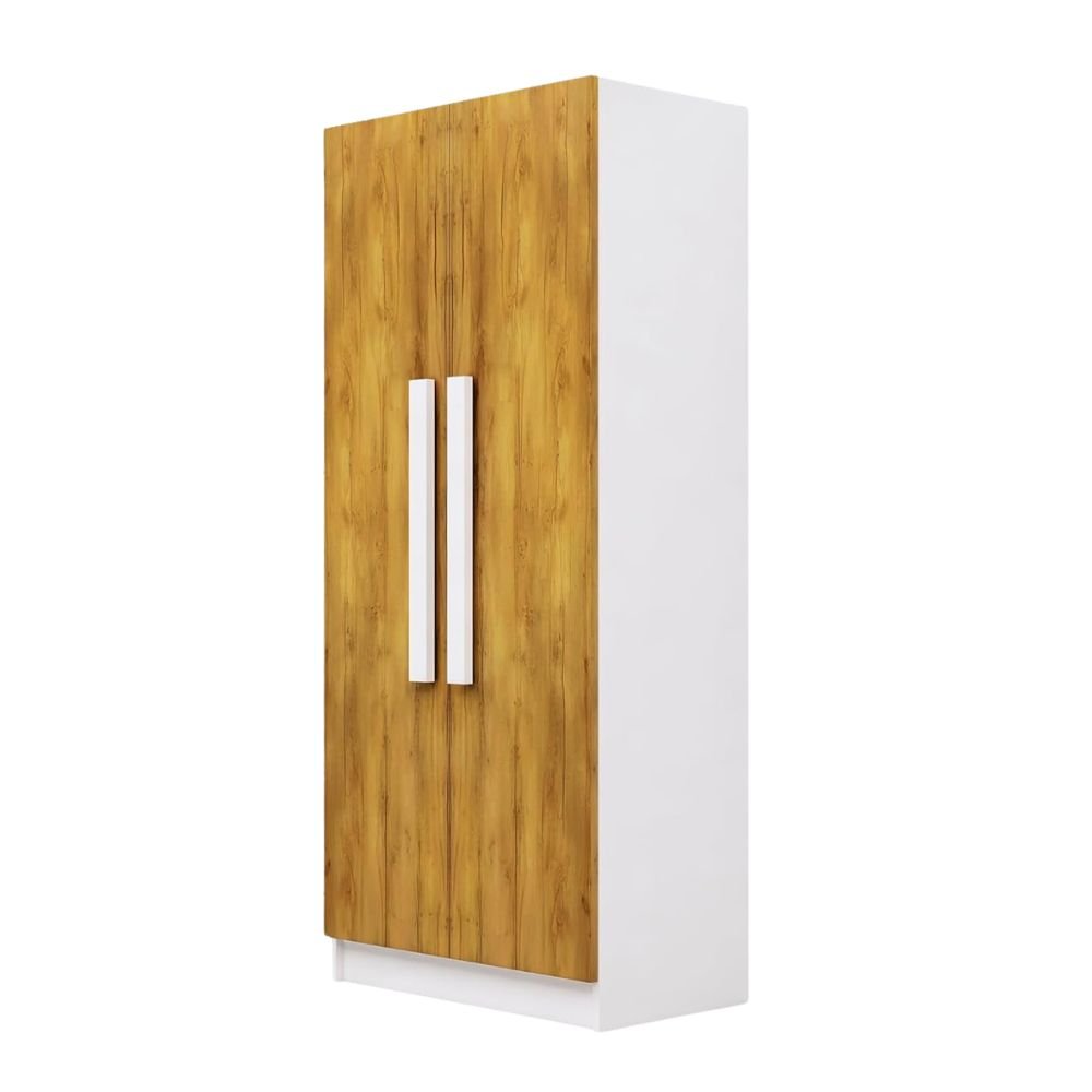 Bniture 2 Door Wooden Wardrobe for Bedroom with 4 Shelves – Spacious Almirah for Clothes Storage (46D x 80W x 182H CM, Frosty White & Giant Wood, 3 Years Warranty)