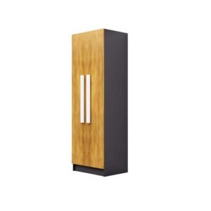 Bniture 2 Door Wooden Almirah Wardrobe for Bedroom with 4 Shelves – Giant Storage Cabinet (46D x 60W x 182H CM, Wood & Slate Grey, 3 Year Warranty)