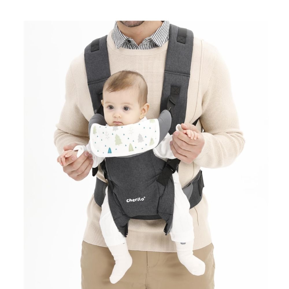 Cherilo 4-Position Adjustable Baby Carrier for Infants and Toddlers Ergonomic Kangaroo Carrier with Breathable Fabric Padded Straps and Waist Support