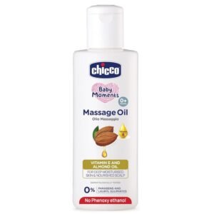 Chicco Baby Moments Non-Sticky Baby Massage Oil with Olive & Almond Oil – Moisturizing Massage Oil for Soft Skin, Hair & Scalp