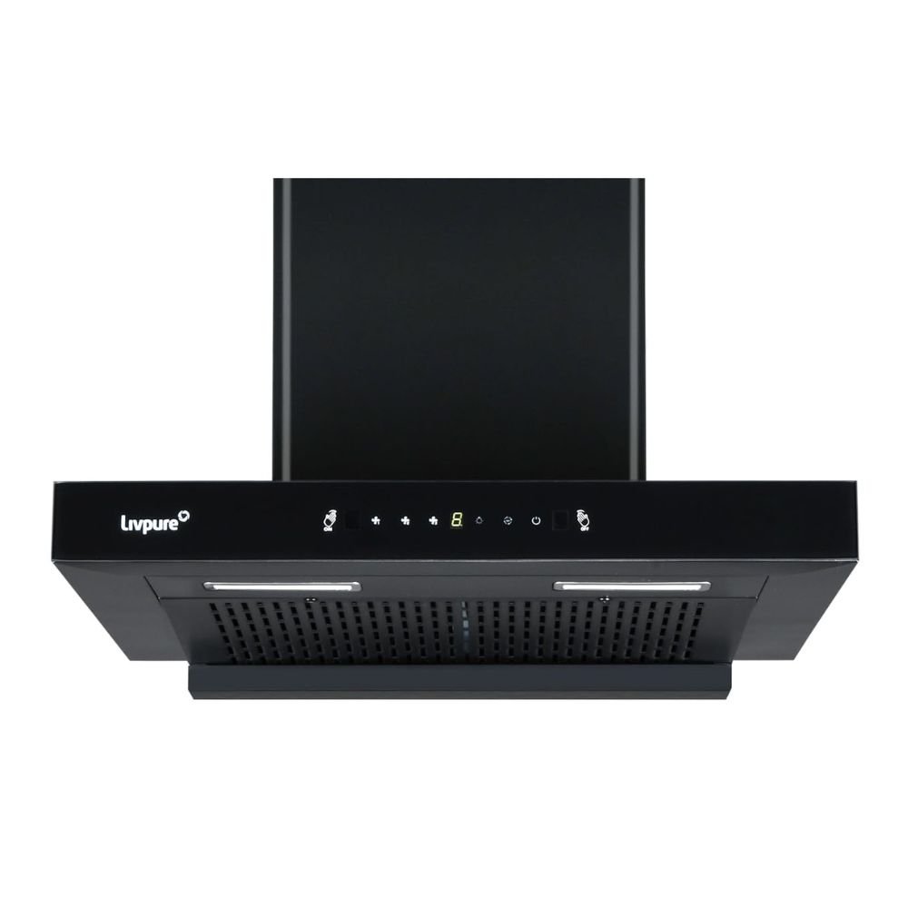 Livpure Fenix 60 cm T-Shape Kitchen Chimney with 1400 m³/hr Suction, Filterless Technology, Touch & Gesture Control, Low Noise & Black Finish