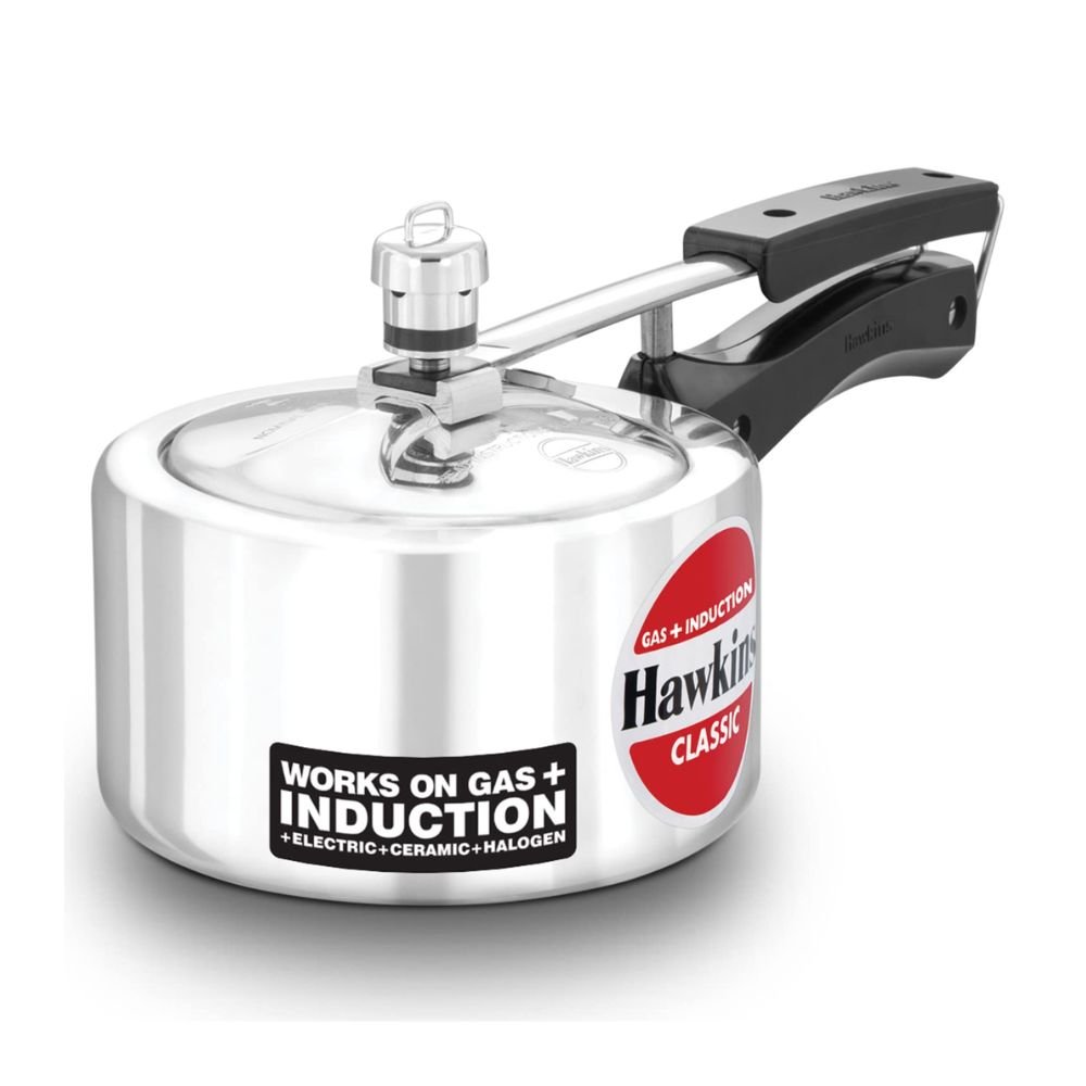 Hawkins 1.5 Litre Classic Pressure Cooker ICL15 – Induction Compatible Inner Lid Baby Cooker (Silver)