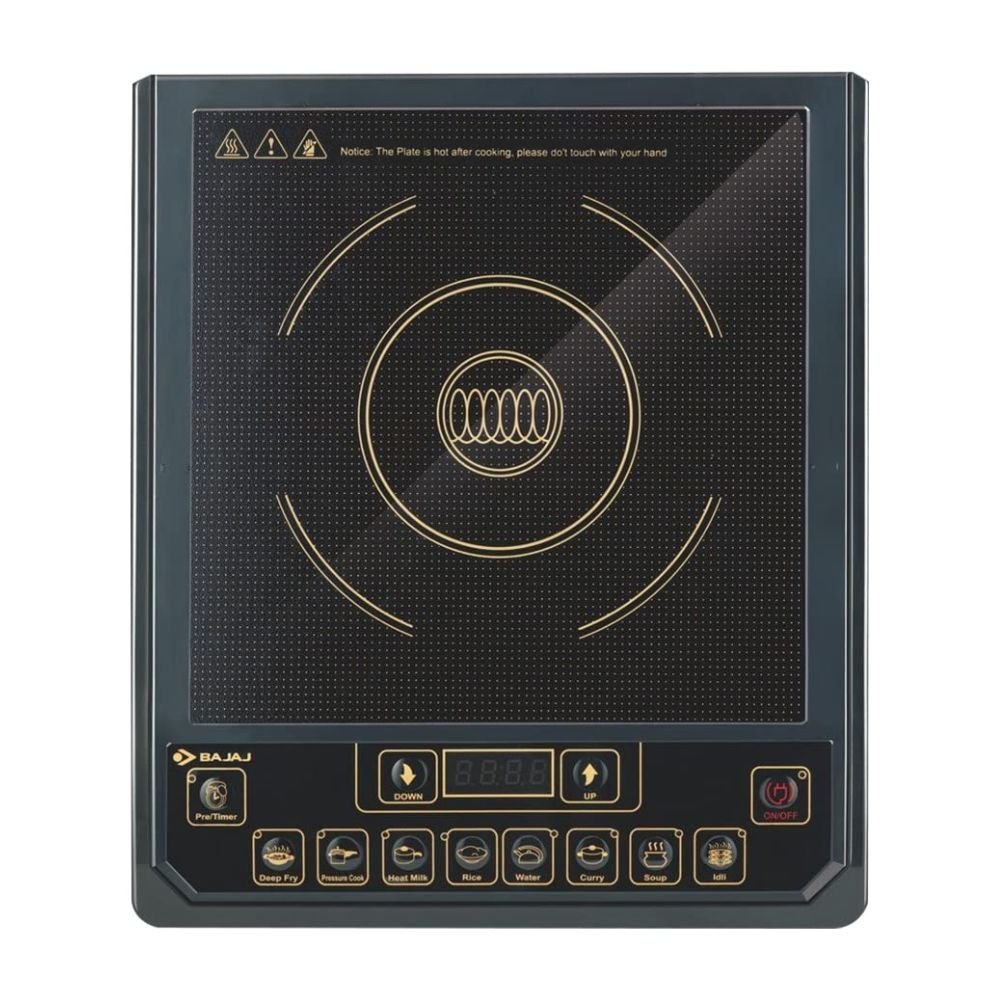 Bajaj Glass Majesty ICX-3 1400W Induction Cooktop with Pan Sensor, Pro Voltage Technology & Push Button Control (Black)