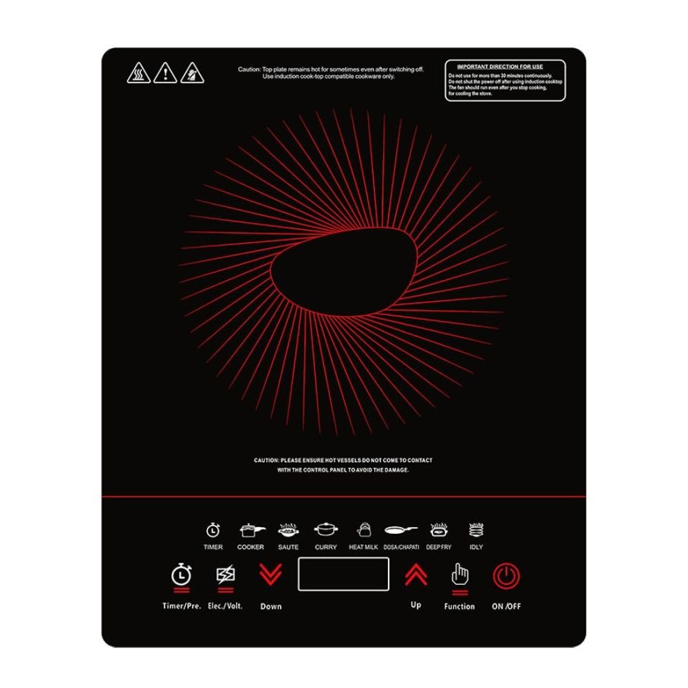 Pigeon by Stovekraft Acer Plus Induction Cooktop with 1800W Power, Feather Touch Controls, LED Display & Smart Cooking Modes for Fast & Efficient Cooking