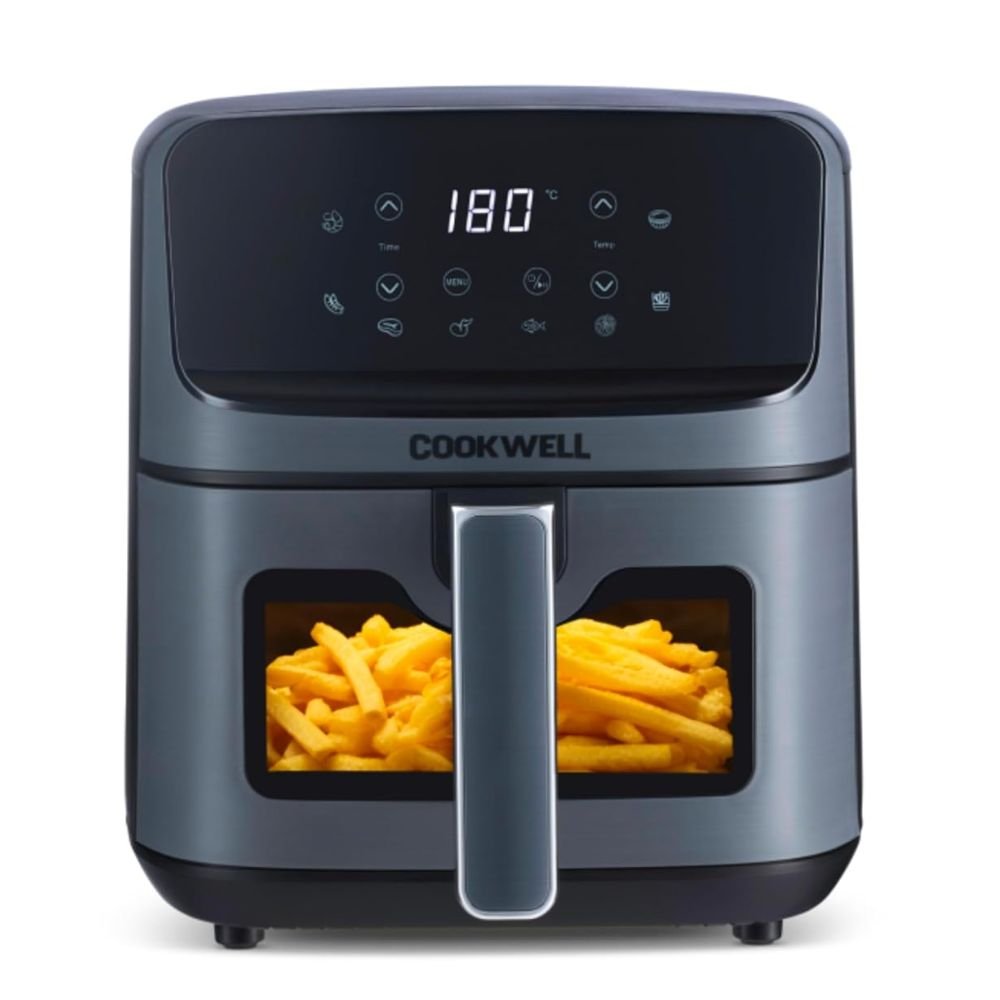Cookwell 5L Air Fryer with See-Through Window – 1400W Oil-Free Fryer (Grey & Black)