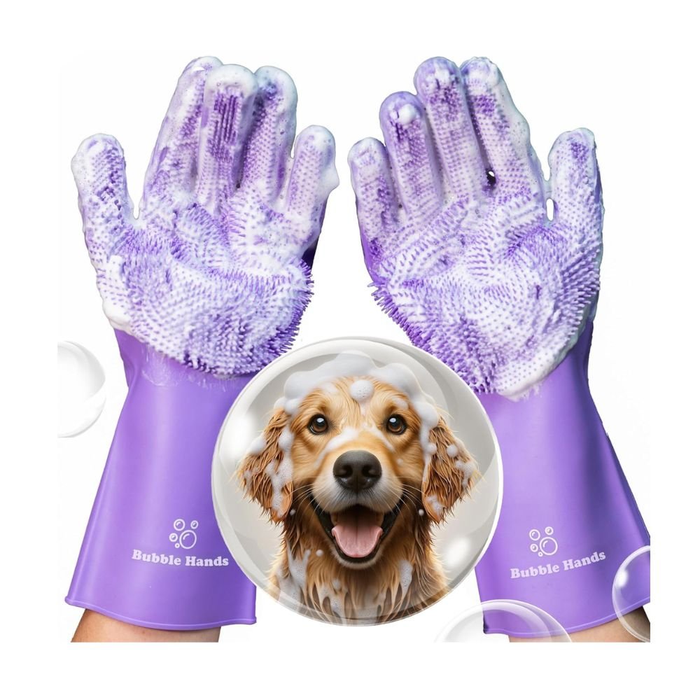Dog Shampoo Gloves for Bathing Soft Silicone Pet Grooming Gloves for Dogs and Cats Deep Cleaning Deshedding and Massage