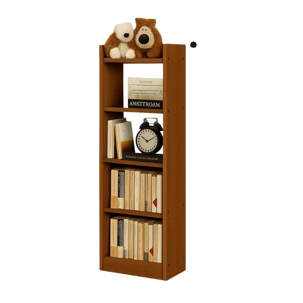 Enigmatic Woodworks Wooden 5-Tier Open Bookshelf Multipurpose Rack & Showcase Organizer for Home, Living Room & Study Room – Walnut Finish (DIY Suede)