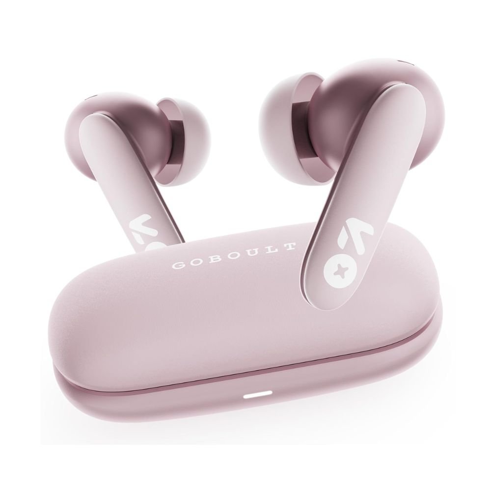 GOBOULT Y1 v2.0 Wireless Earbuds with 60H Playtime, 13mm Driver, Quad Mic ENC, 45ms Low Latency, Dual Pairing, Bluetooth 6.0 – Electric Pink