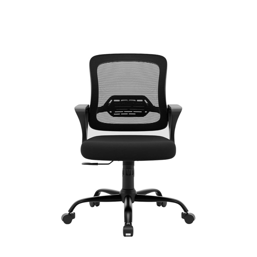 Green Soul Pebble Mid Back Mesh Ergonomic Office Chair with Tilt Lock Mechanism, Spacious Seat & Heavy Duty Metal Base – Black