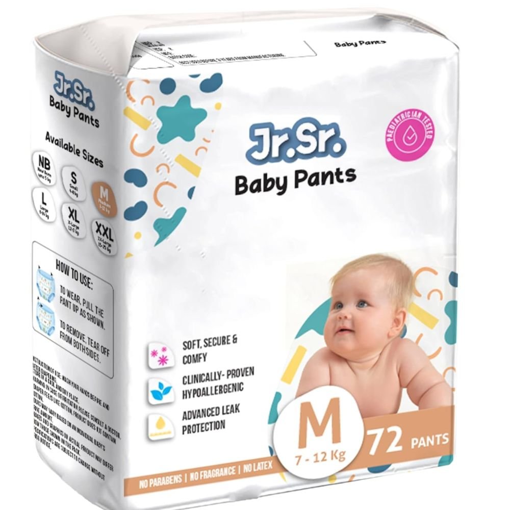 Jr. Sr. Baby Diaper Pant – 12 Hours Absorption, Leak Guard Protection, Cottony Soft Breathable Pant Style Diapers for Babies
