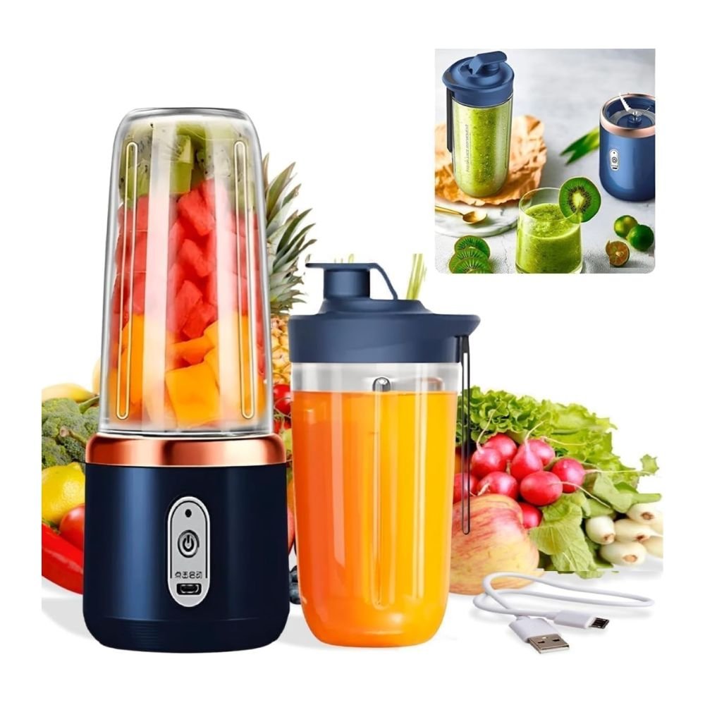 6 Blade USB Portable Juicer Bottle Electric Blender with Rechargeable Battery, Multi-Color Mini Mixer Grinder for Smoothies, Shakes & Juices