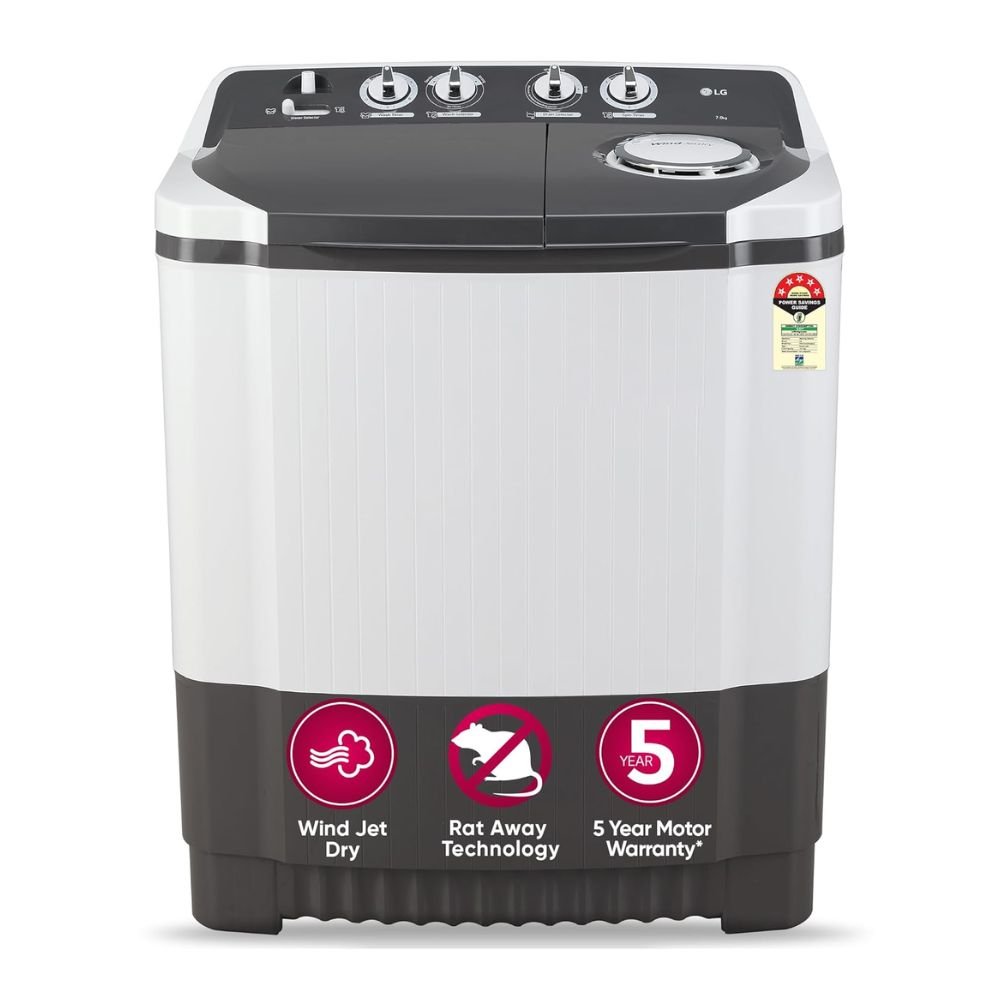 LG 7 Kg Fully Automatic Top Load Washing Machine P7020NGAZ with Smart Inverter Motor, Turbo Drum Technology & Energy Efficient Performance