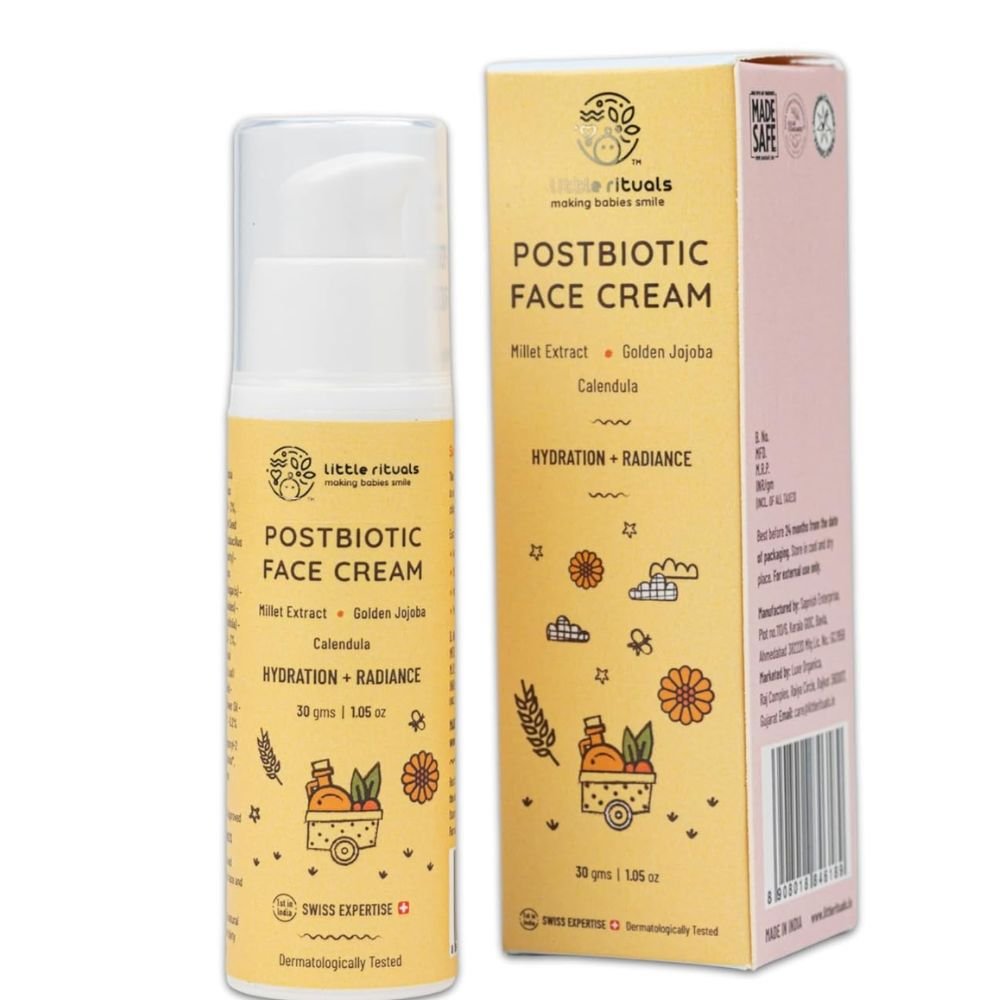 Little Rituals Baby Postbiotic Face Cream with Austrian Red Millet, Calendula & Jojoba – Lightweight Hydration & Radiance Cream for Sensitive Baby Skin