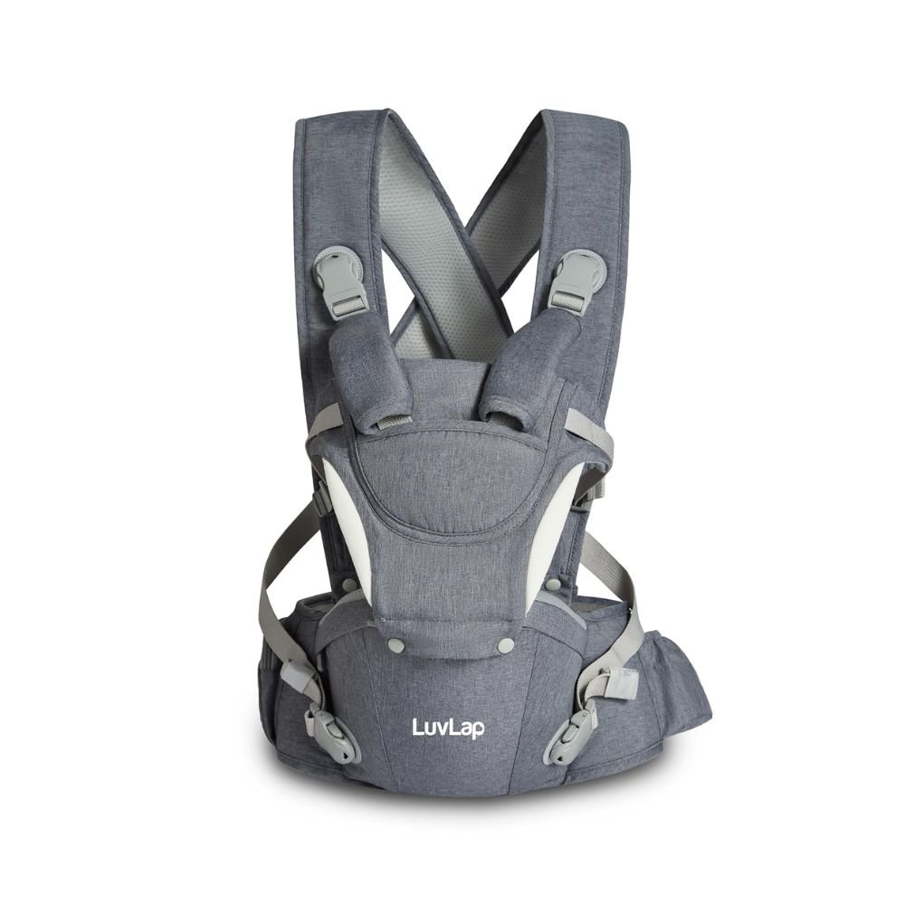 LuvLap Comfy Plus Ergonomic Baby Carrier with Hip Seat 6-in-1 Adjustable Infant to Toddler Carrier with Lumbar Support Breathable Fabric and Multiple Carry Positions