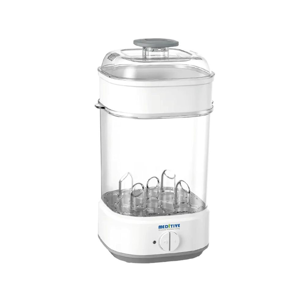 MEDITIVE Electric Baby Bottle Sterilizer for Feeding Bottles, Fast Steam Sterilisation, Large Capacity, BPA-Free, Safe & Efficient Design