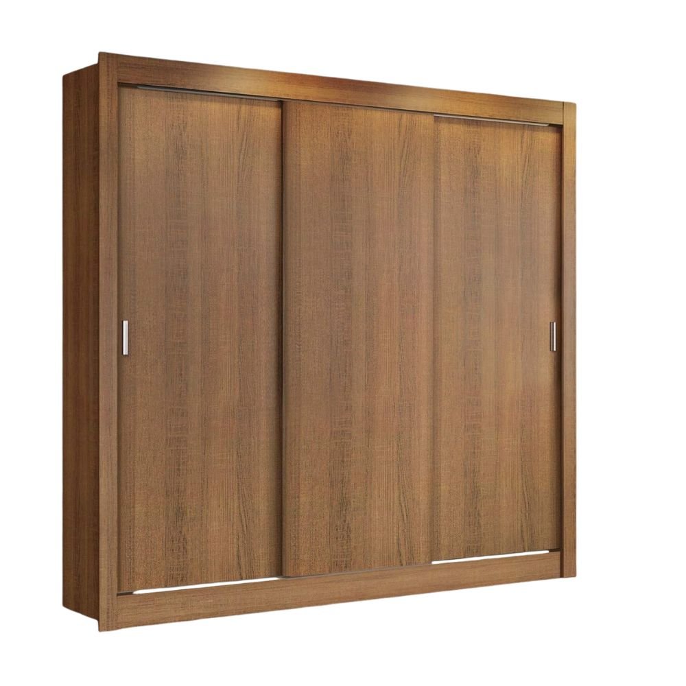 Madesa Monaco 3 Sliding Door Wardrobe – Engineered Wood Almirah with Aluminium Handles, 170 cm Width, Brown Bedroom Storage Cabinet