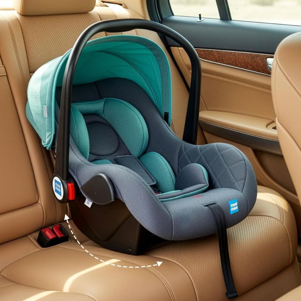 Mee Mee 4-in-1 Multi-Purpose Infant Car Seat Carry Cot Rocker Feeding Seat with 3-Point Harness Adjustable Canopy for 0 to 15 Months Babies