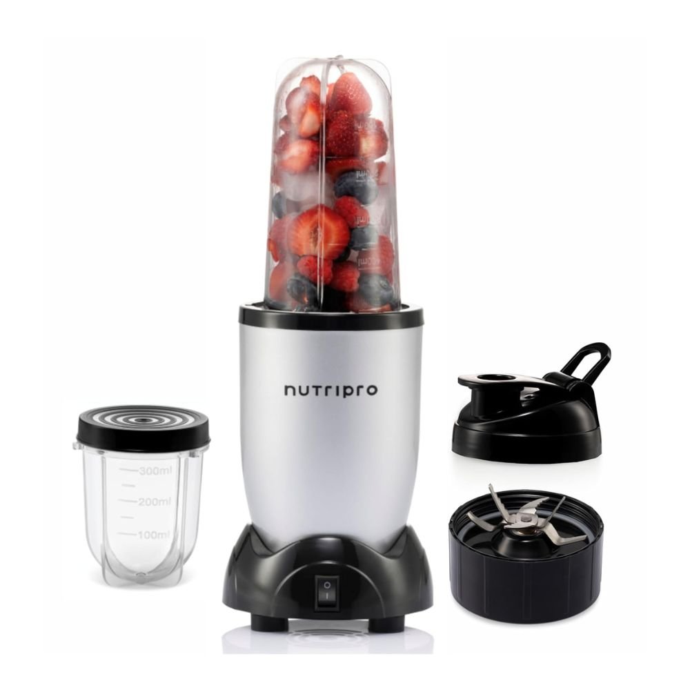NutriPro Bullet Mixer Grinder Juicer with 500W Motor, 2 Unbreakable Jars & 4-Blade System for Smooth Blending & Grinding