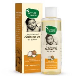 Mother Sparsh Cold Pressed Coconut Oil for Baby Massage 200ml – Natural Coconut Oil for Newborn Skin Nourishment & Hair Care