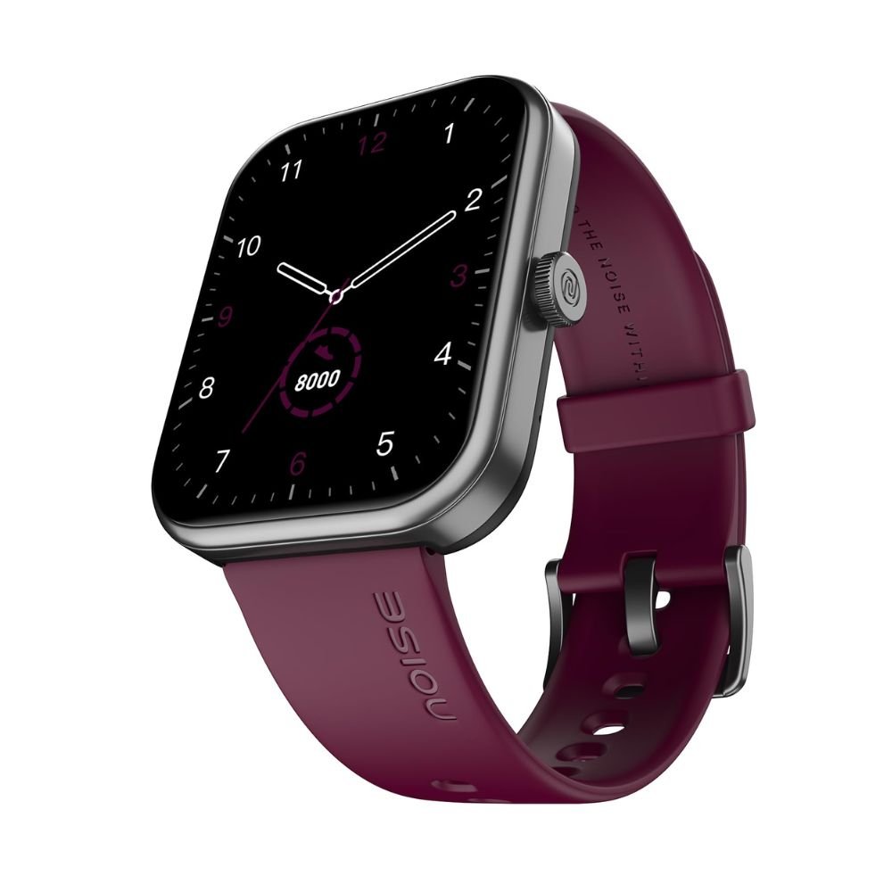 DM Noise Pulse 2 Max Smart Watch 1.85" Display, Bluetooth Calling, 10-Day Battery, 550 NITS Brightness, Smart DND, 100 Sports Modes – Deep Wine