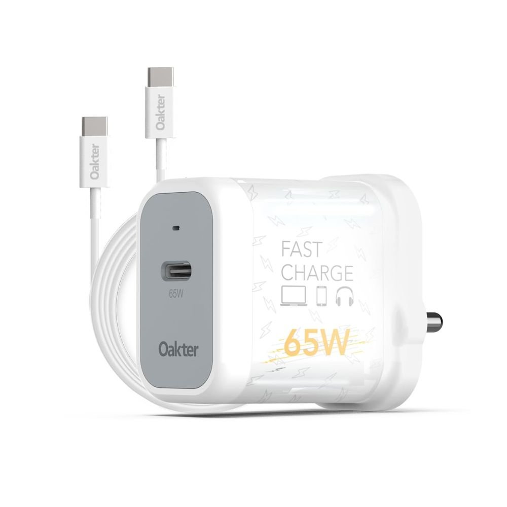 65W Fast Charging USB-C Adapter with Type-C Cable for MacBook, Smartphones & Laptops