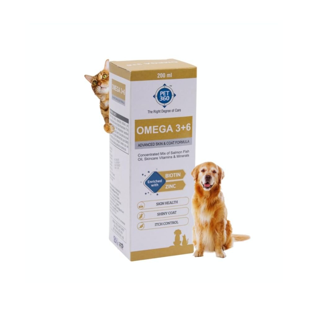 PET360 Omega 3+6 Salmon Fish Oil for Dogs & Cats | Skin, Coat, Joint & Immunity Supplement