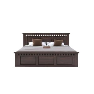 SONA ART & CRAFTS Kuber Solid Sheesham Wood King Size Bed with Storage Box – Wooden Double Bed in Walnut Finis