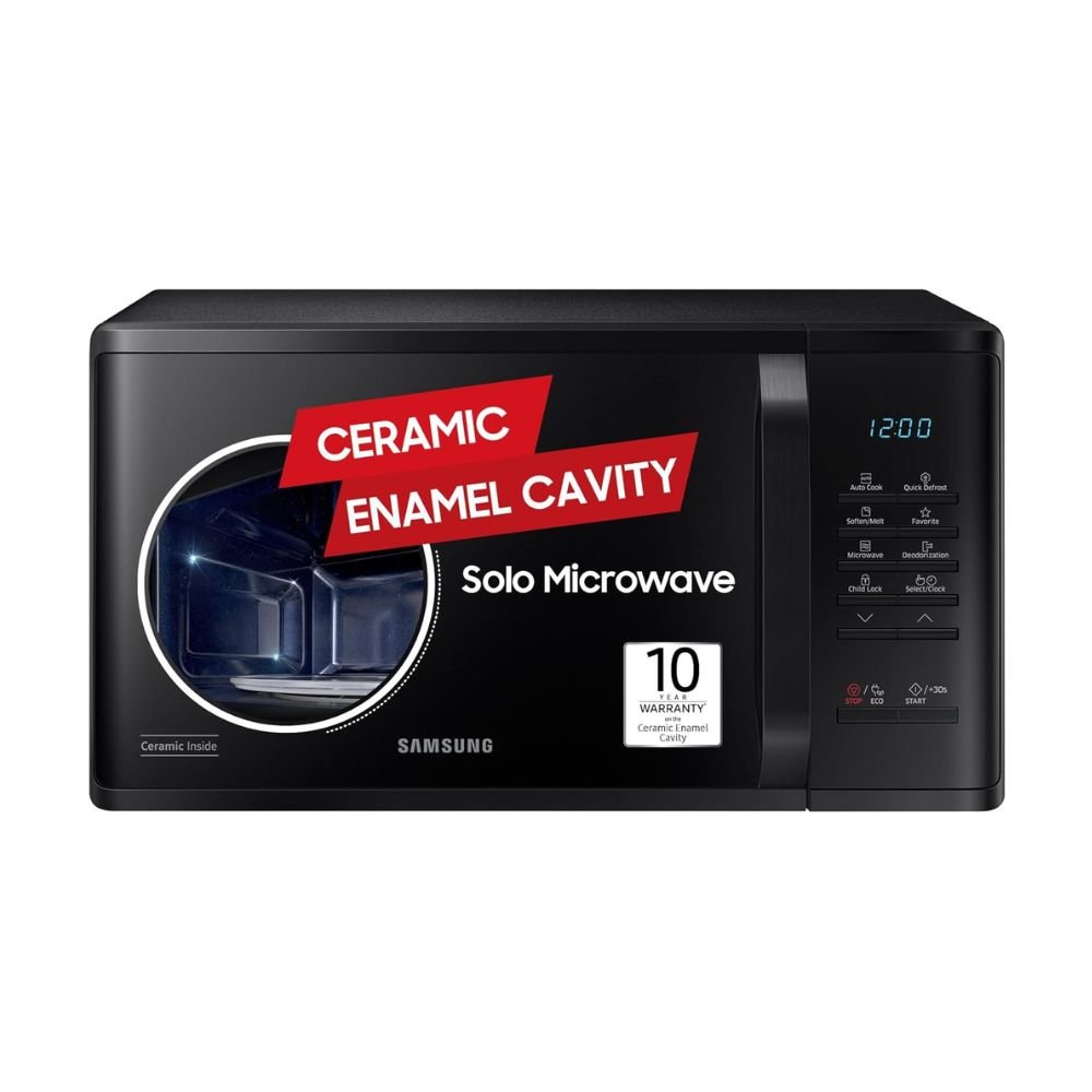 Samsung 23L Solo Microwave Oven MS23A3513AK/TL Black with Triple Distribution System, Auto Cook Menus & Quick Heating Technology for Modern Kitchens