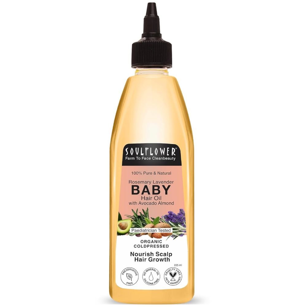 Soulflower Rosemary Baby Hair Oil – Gentle Scalp Nourishment Oil for Baby Hair Growth, Strong Roots & Healthy Scalp