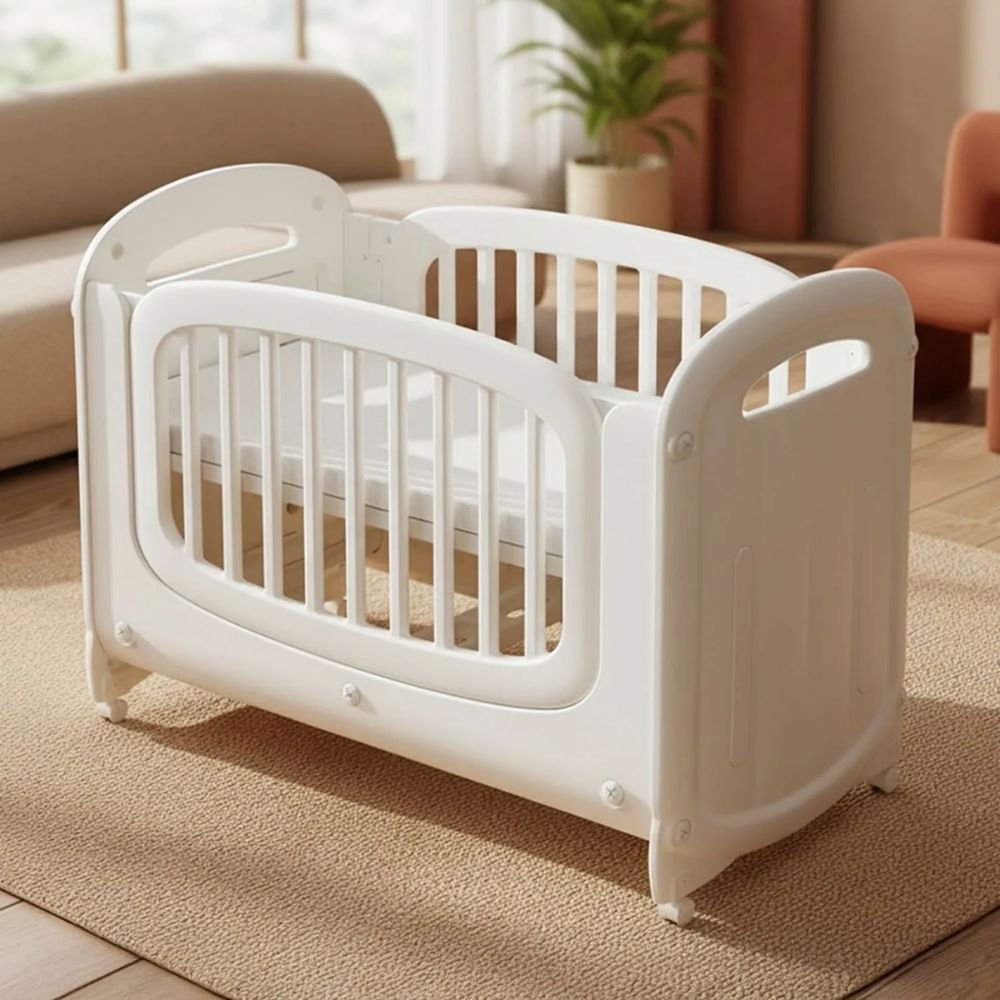 StarAndDaisy Sweet Dreams Baby Cot with Waterproof Mattress Strong Frame Safety Rails Spacious Sleeping Area for Newborns and Toddlers