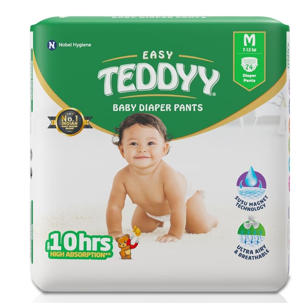 TEDDYY Easy Baby Diaper Pants with 12-Hour Absorption, Anti-Bacterial Protection & Breathable Cottony Soft Fit – Pant Style Disposable Diapers