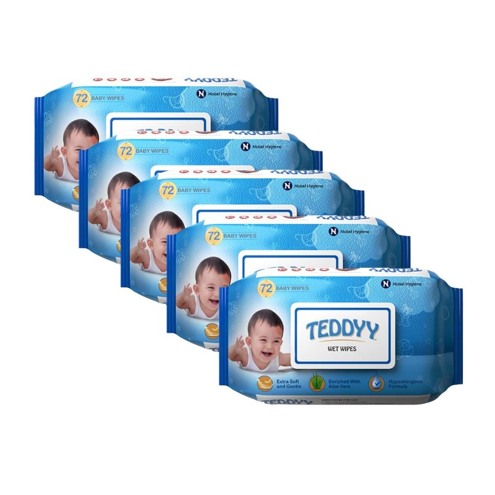 TEDDYY Baby Wet Wipes with Lid Pack Aloe Vera Vitamin E Alcohol-Free Paraben-Free Soft Thick Gentle Cleansing Baby Wipes