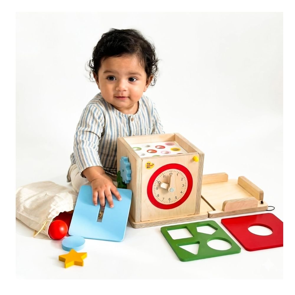 Curious Bees Montessori Object Permanence Box Toy ISI Certified Wooden Learning Toy with Ball Drop Activity Early Brain Development Sensorial Educational Toy for Babies