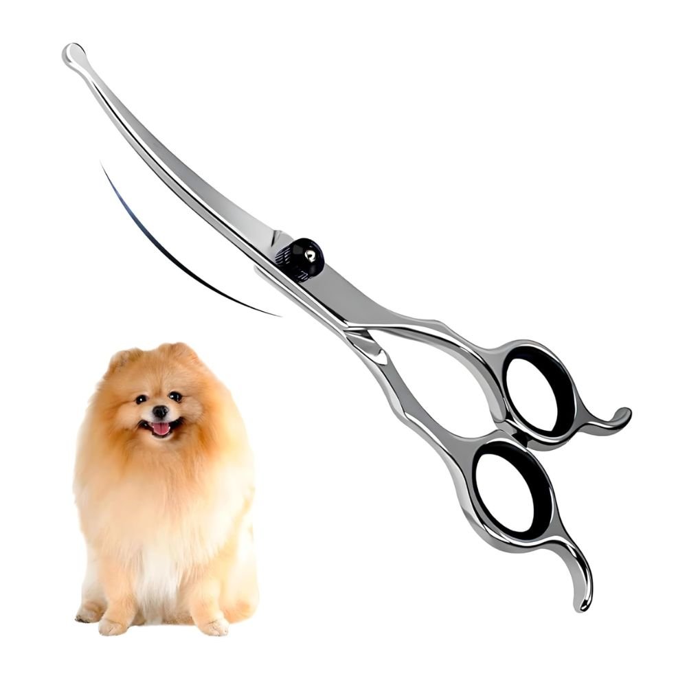 Upwards Curved Dog Grooming Scissors Professional Stainless Steel Pet Hair Cutting Scissors for Precise Safe Grooming