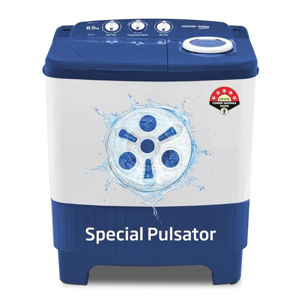Voltas Beko 6.5 Kg Semi Automatic Top Load Washing Machine WTT65UNX/OK3I0I0W01 with Powerful Wash Motor, Energy Efficient Performance & Durable Design